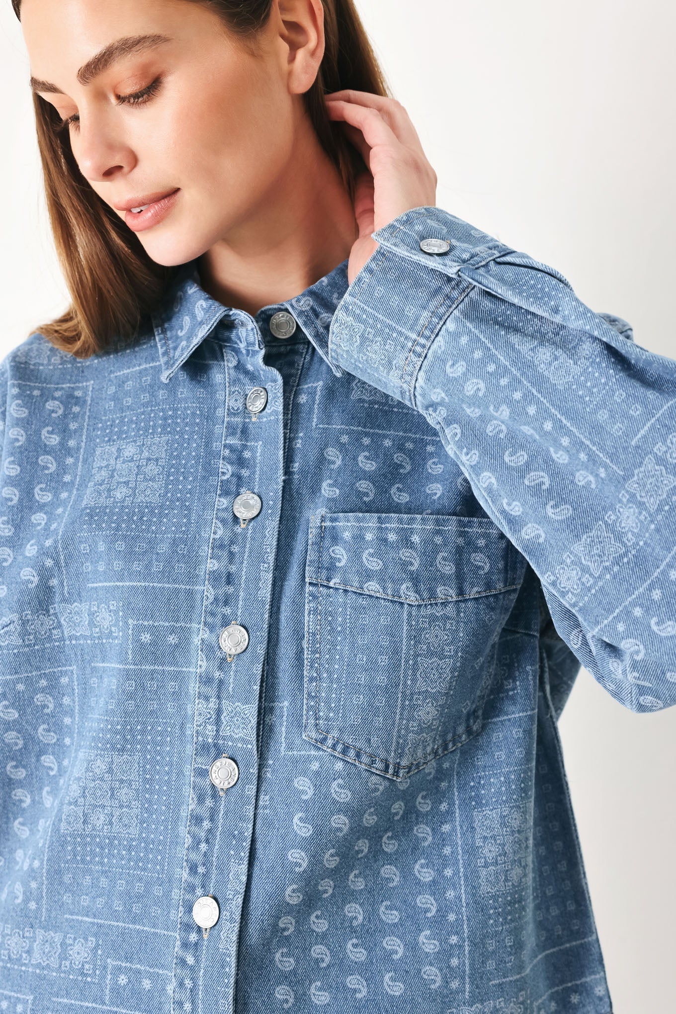 VINTAGE BANDANA DENIM JACKET by Flying Tomato at Shirley Shoppe