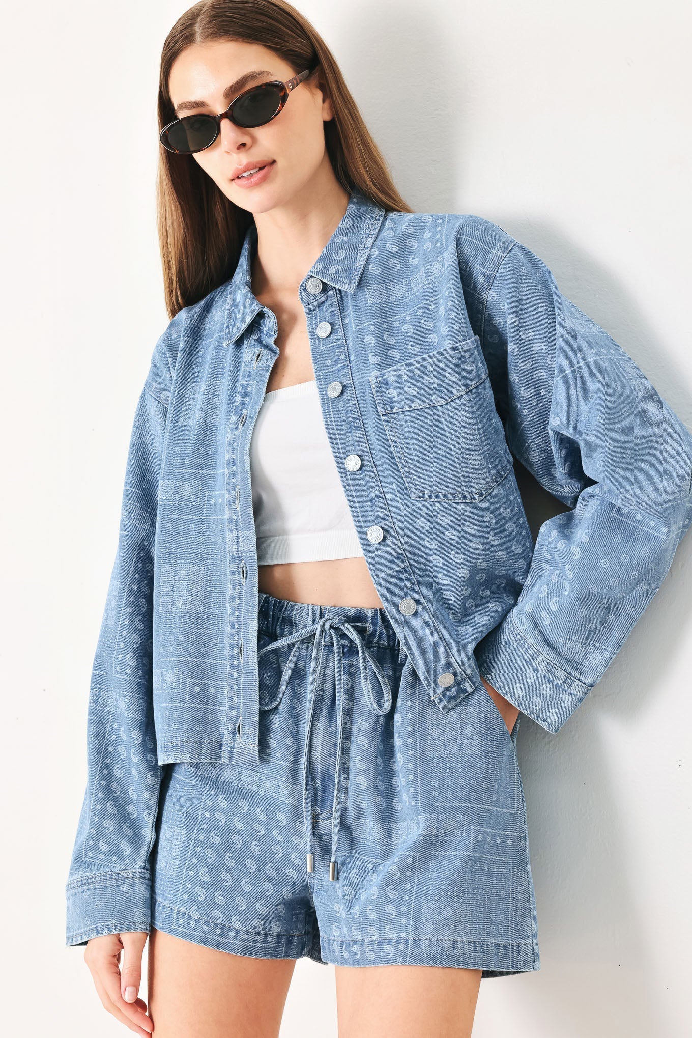 VINTAGE BANDANA DENIM JACKET by Flying Tomato at Shirley Shoppe