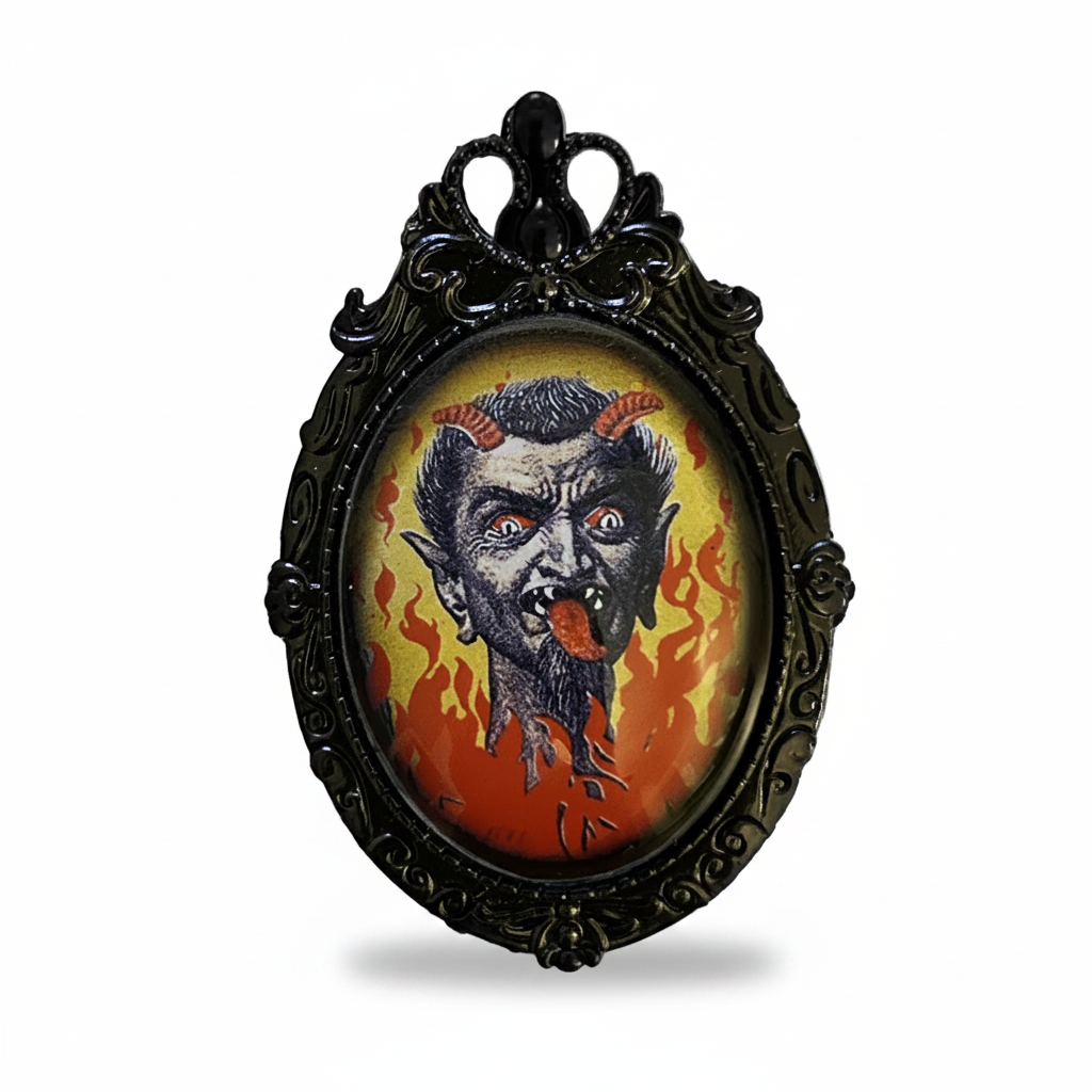 Vintage Cameo Style Krampus Brooch