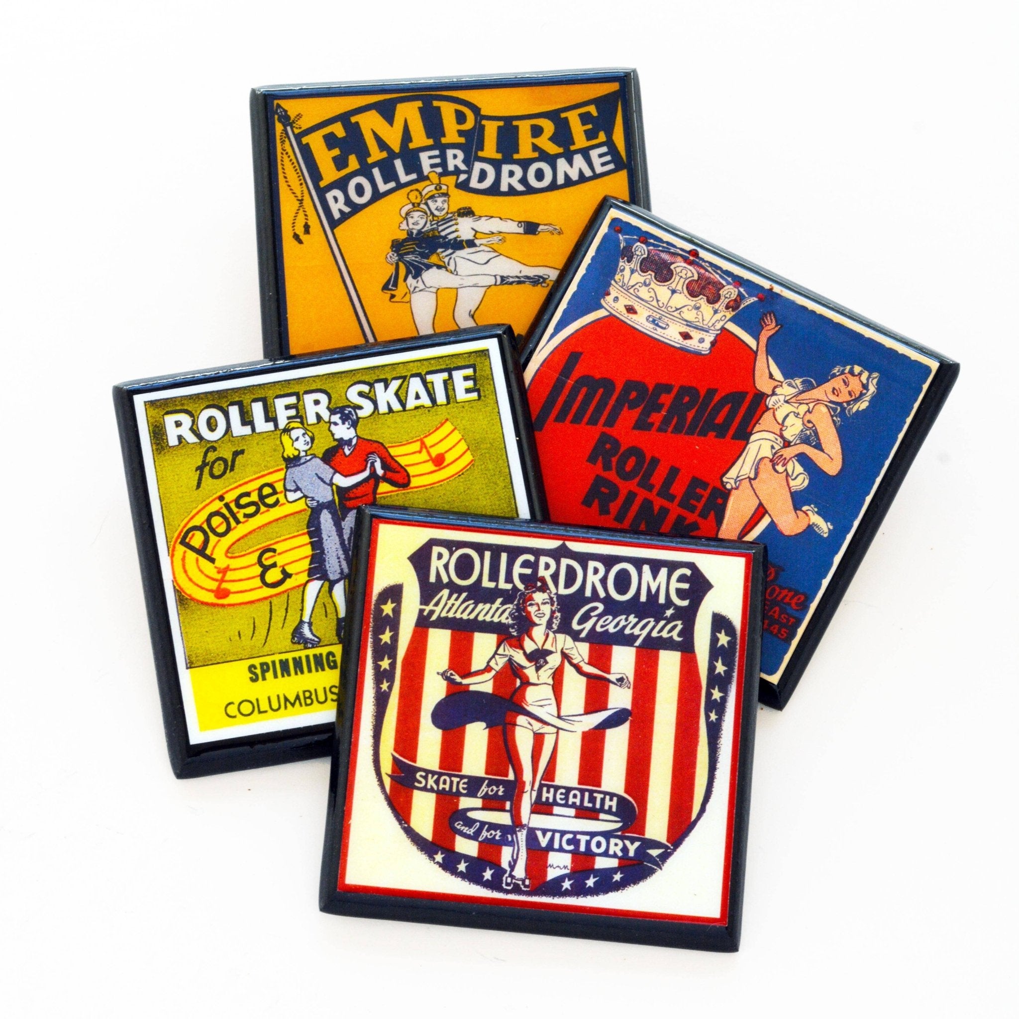 Vintage Roller Skating Rink Drink Coaster Set - Let's Roll by Quirks! at Shirley Shoppe