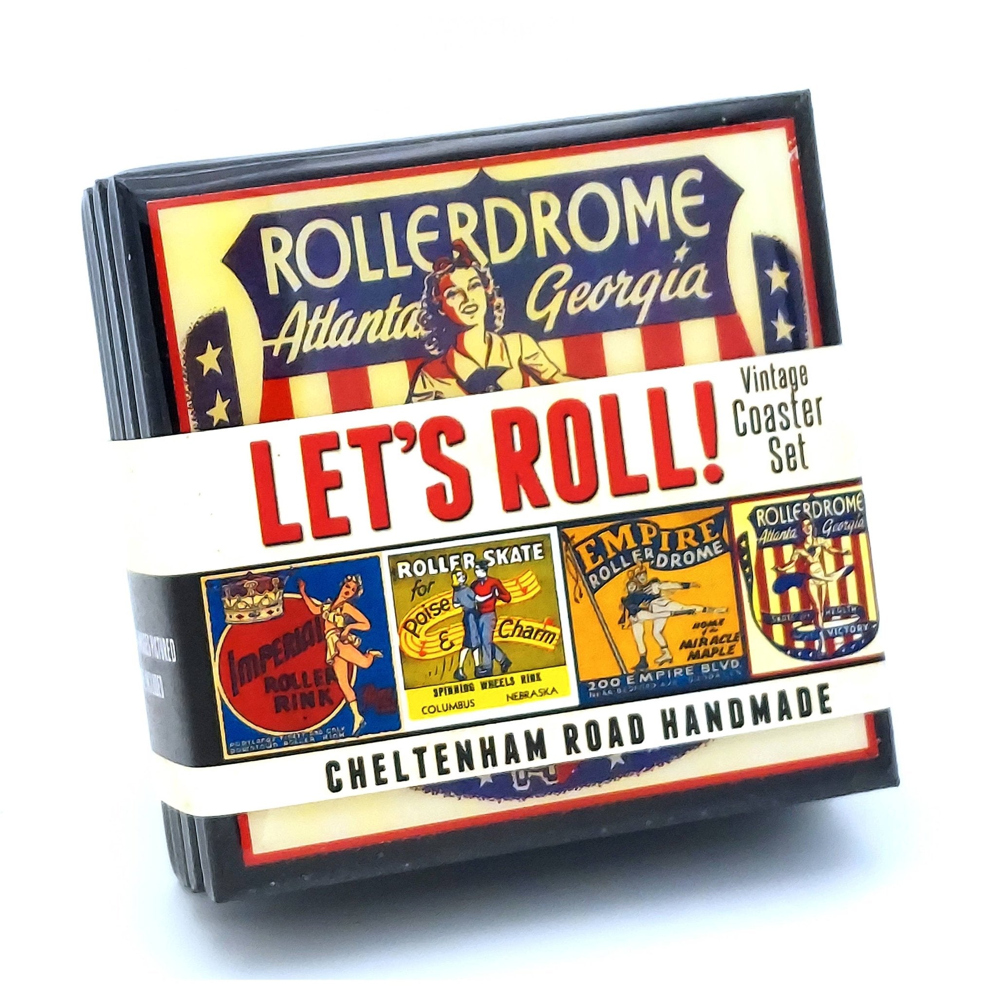 Vintage Roller Skating Rink Drink Coaster Set - Let's Roll by Quirks! at Shirley Shoppe