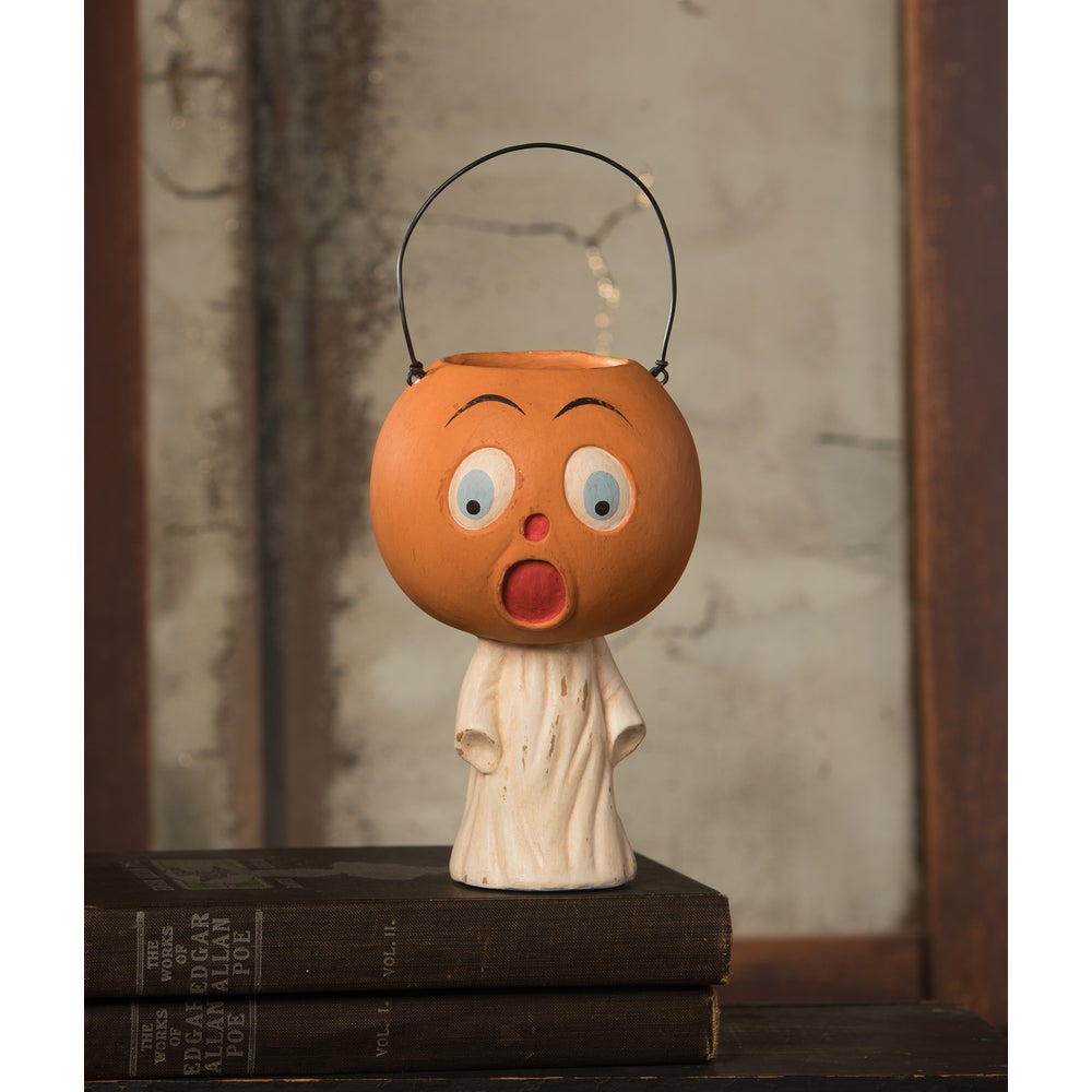 Vintage Scared Pumpkin Ghost by Bethany Lowe Designs by Quirks! at Shirley Shoppe