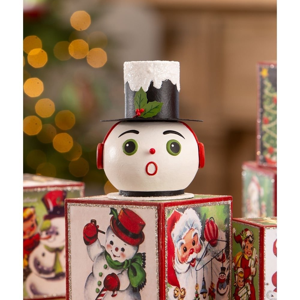 Vintage Surprised Snowman Container by Bethany Lowe Designs by Quirks! at Shirley Shoppe