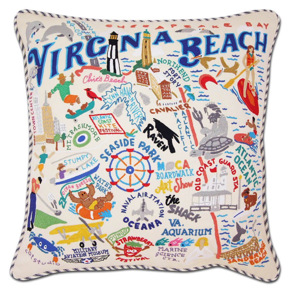 Virginia Beach Hand - Embroidered Pillow by CatStudio by Quirks! at Shirley Shoppe