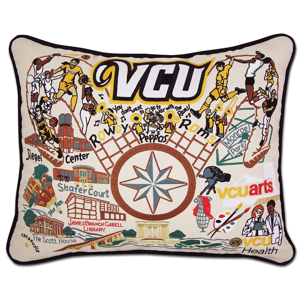 Virginia Commonwealth University (VCU) Collegiate Embroidered Pillow by Cat Studio by Quirks! at Shirley Shoppe
