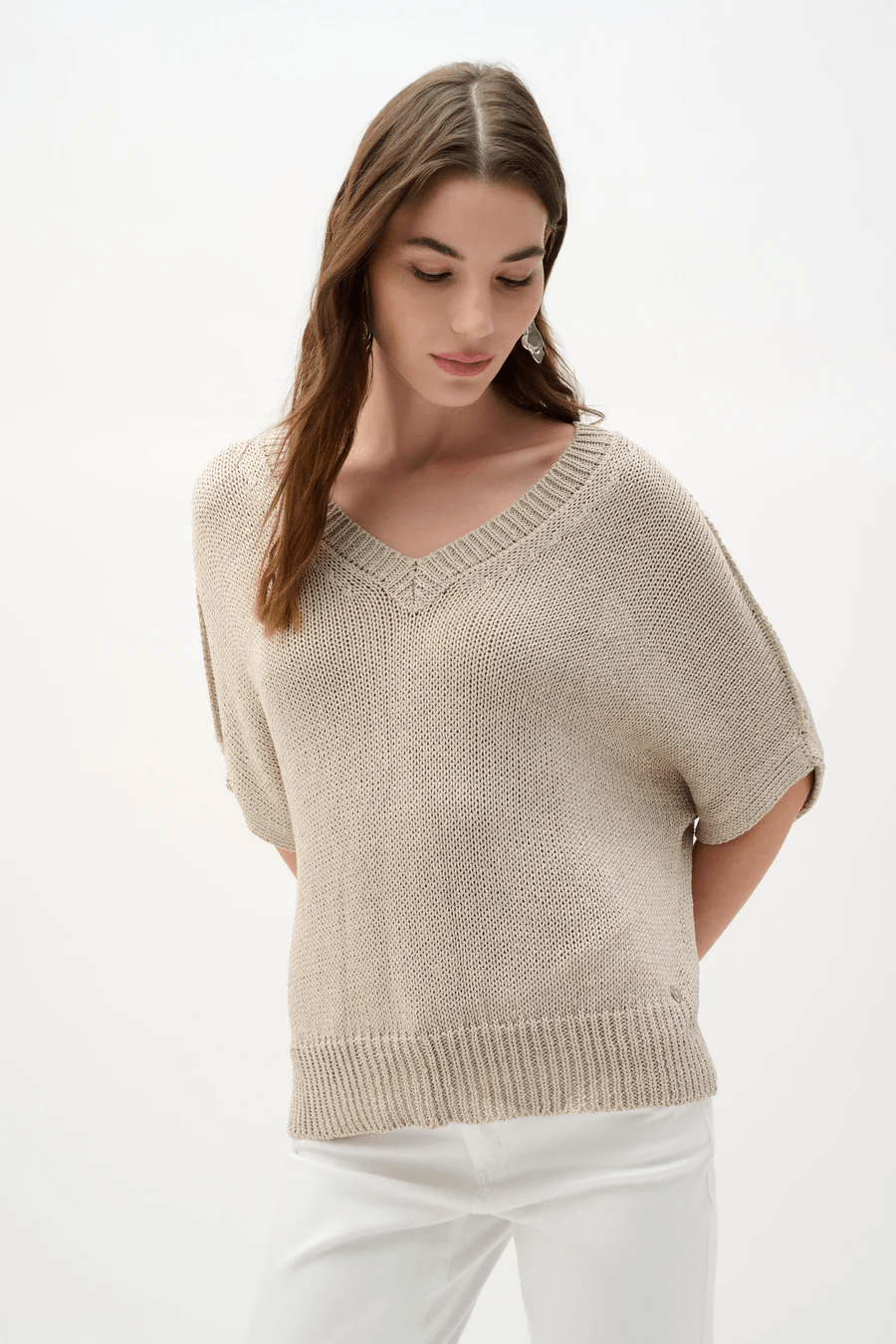 Viscose and Lurex Sweater Knit Relaxed Top by Joseph Ribkoff at Shirley Shoppe