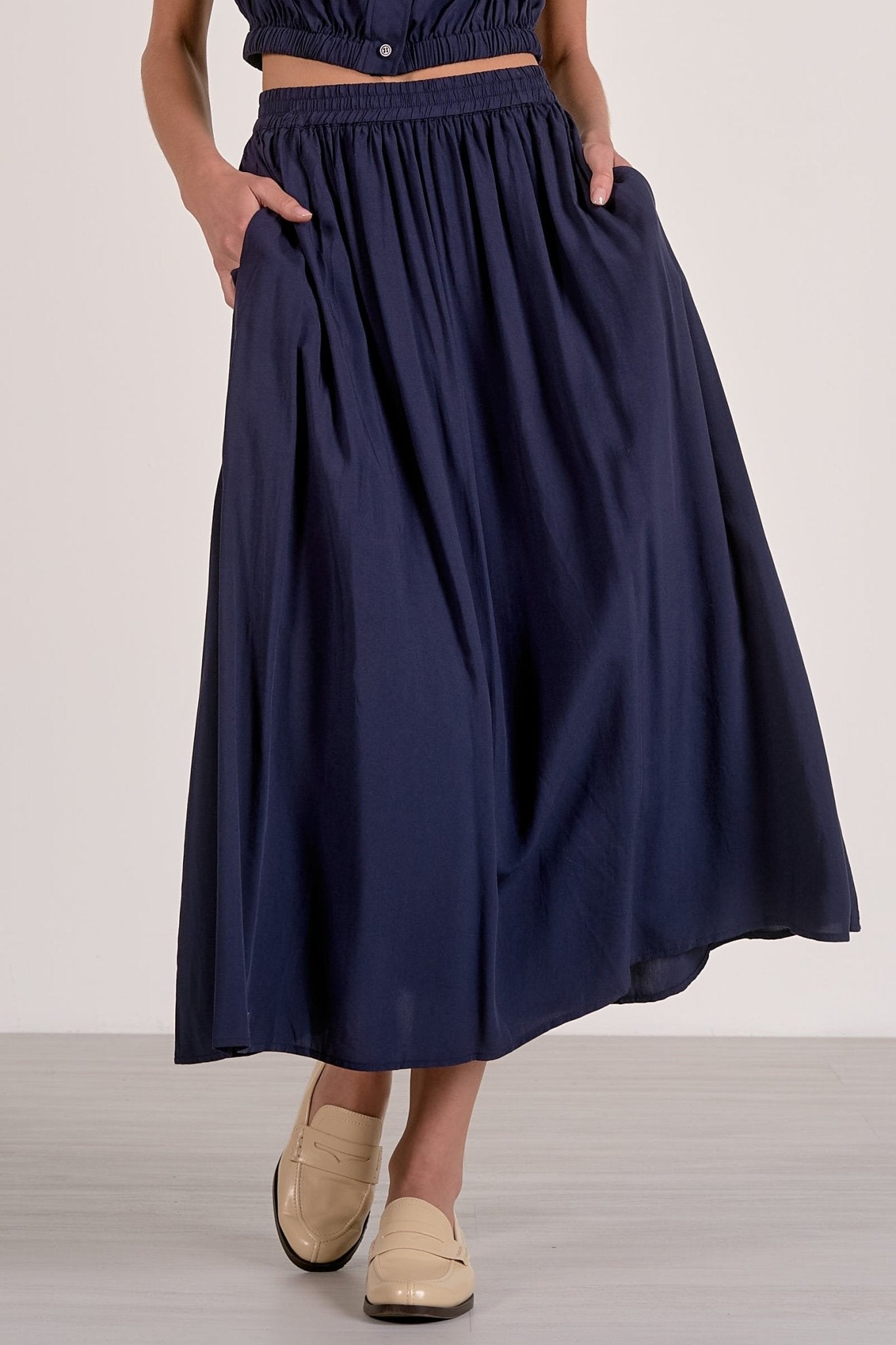 Vivi Midi Skirt Navy by Shop Elan at Shirley Shoppe