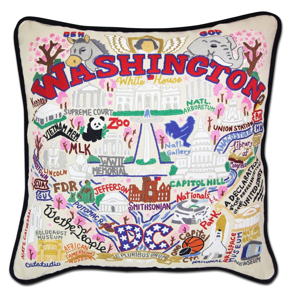 Washington DC Hand - Embroidered Pillow by CatStudio by Quirks! at Shirley Shoppe