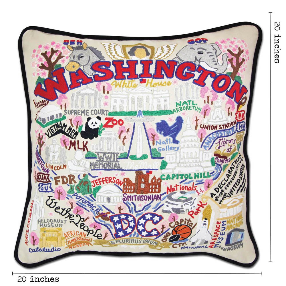 Washington DC Hand - Embroidered Pillow by CatStudio by Quirks! at Shirley Shoppe