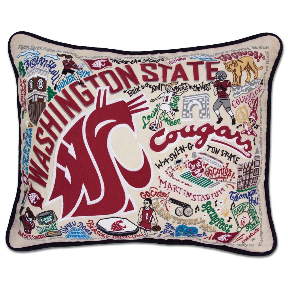 Washington State University Collegiate Embroidered Pillow by CatStudio by Quirks! at Shirley Shoppe