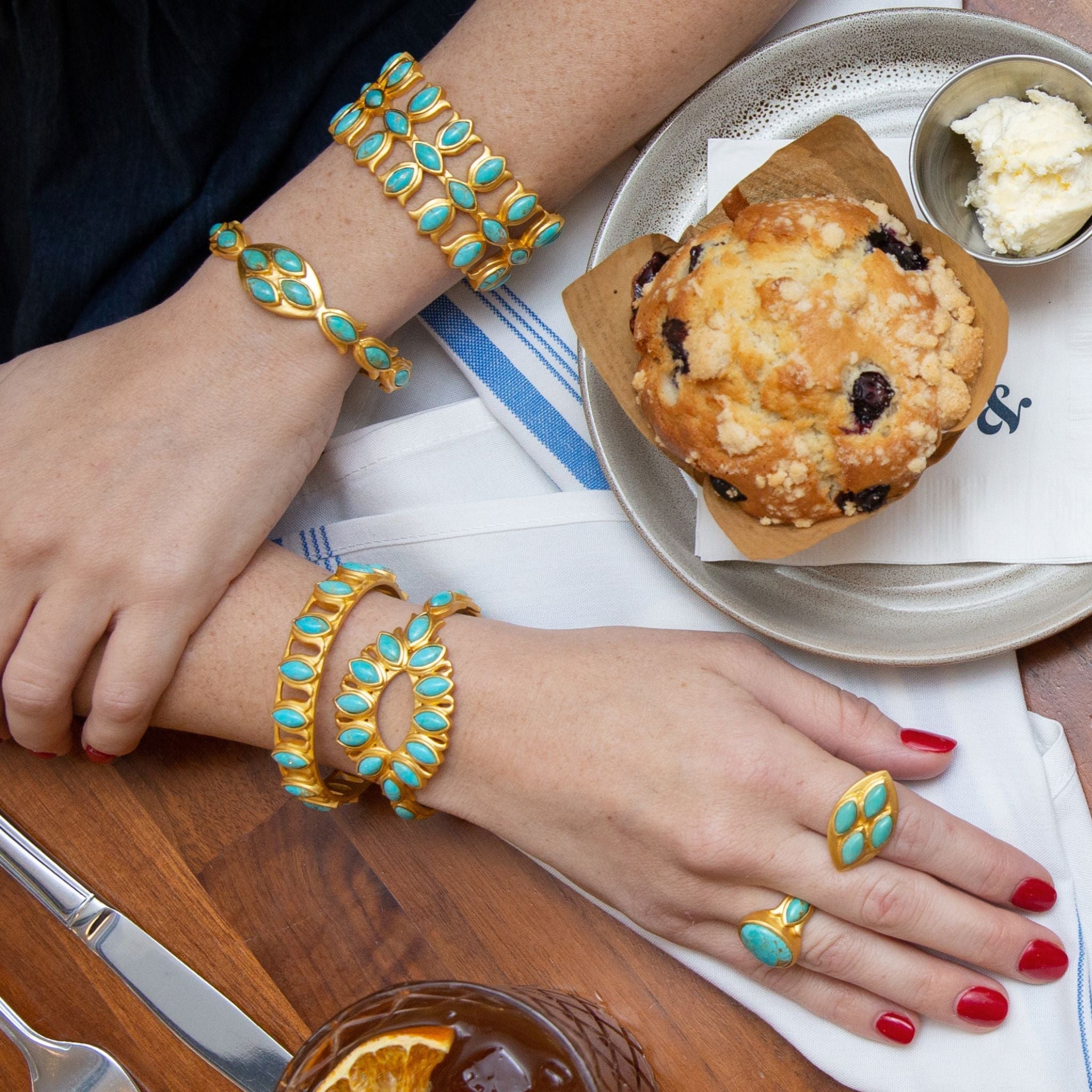Water Lily Cuff - Turquoise by Christina Greene at Shirley Shoppe