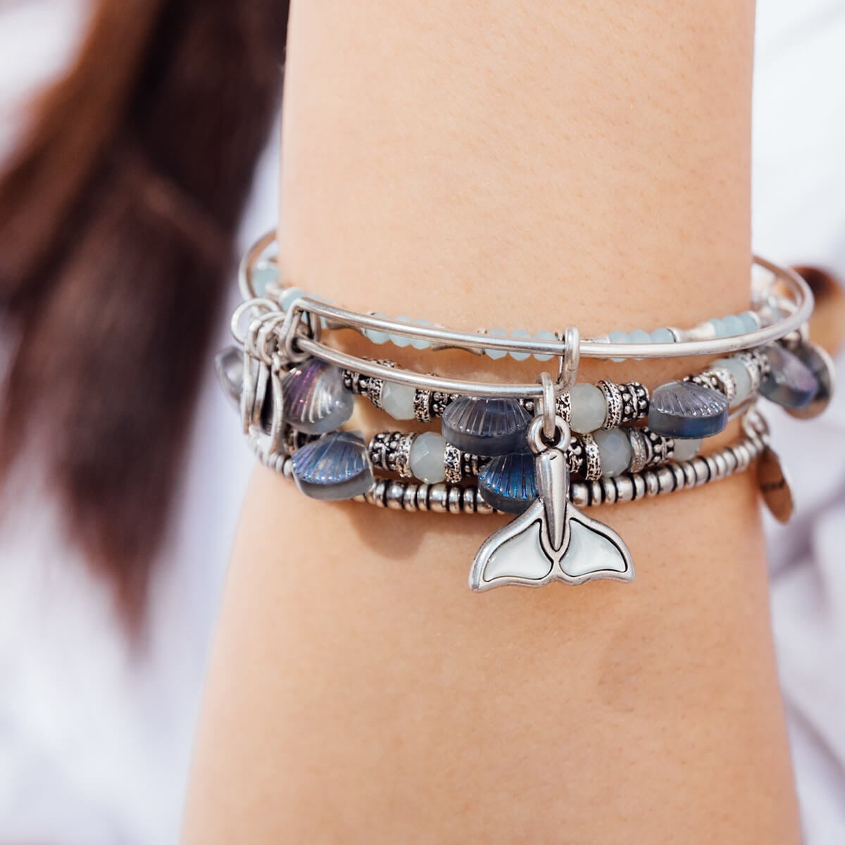 Whale Tail Charm Bangle by ALEX AND ANI at Shirley Shoppe