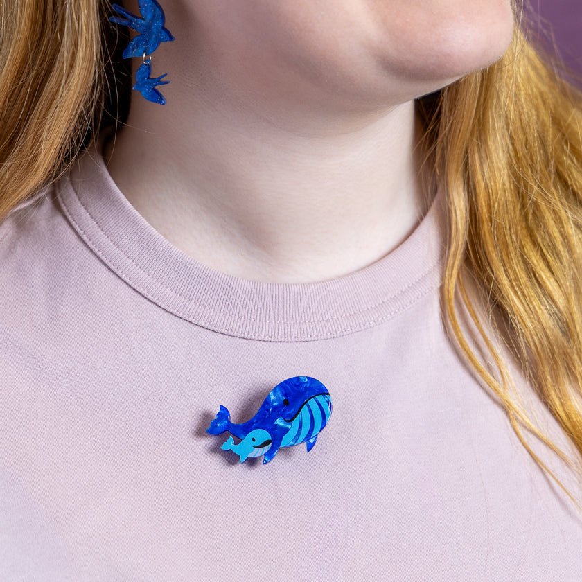 Whales Simplified Mini Brooch by Erstwilder by Quirks! at Shirley Shoppe
