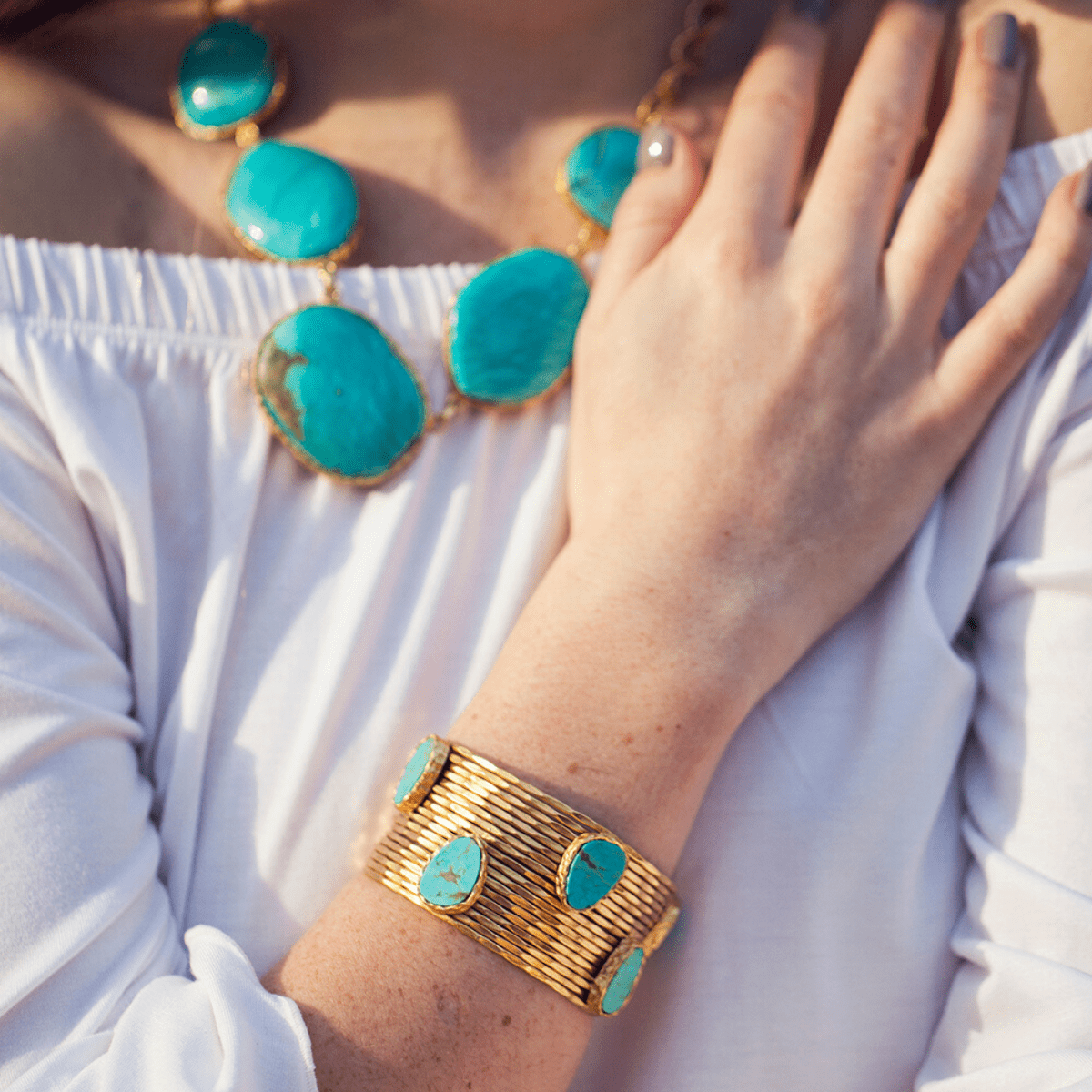 Wire Stackable Cuff - Turquoise by Christina Greene at Shirley Shoppe