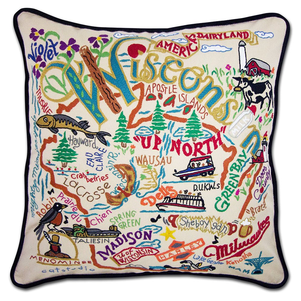 Wisconsin Hand - Embroidered Pillow by Quirks! at Shirley Shoppe