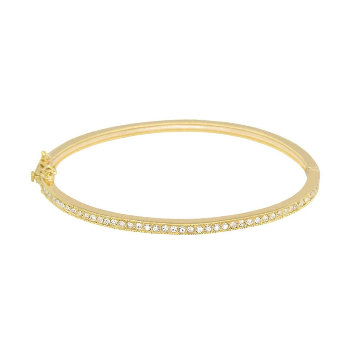 Glamour Pave Stackable Bangle — Half-Pavé Hinge