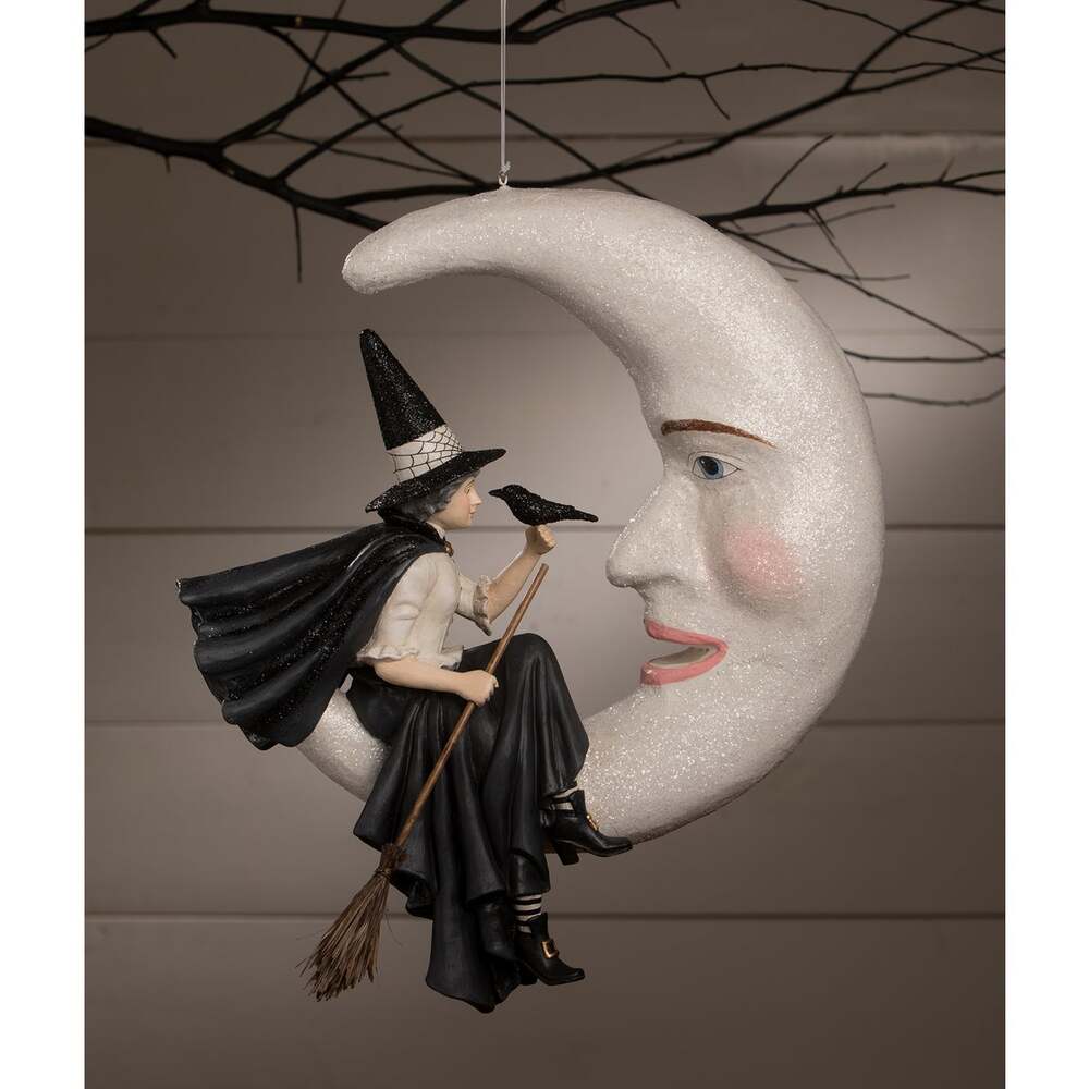 XL Hanging Bewitching Moon Witch by Bethany Lowe Designs by Quirks! at Shirley Shoppe