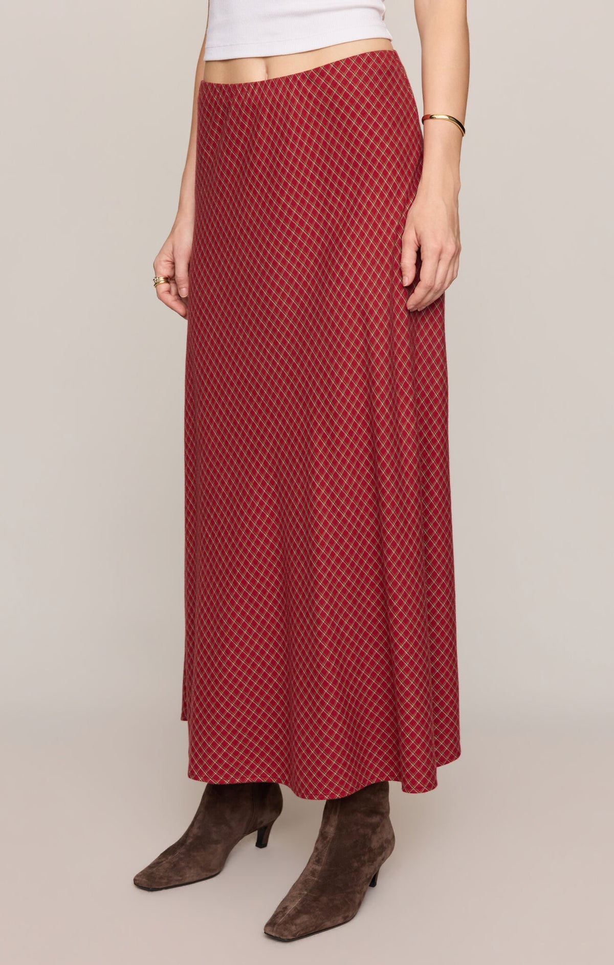 Crestview Plaid Skirt in Red Dahlia