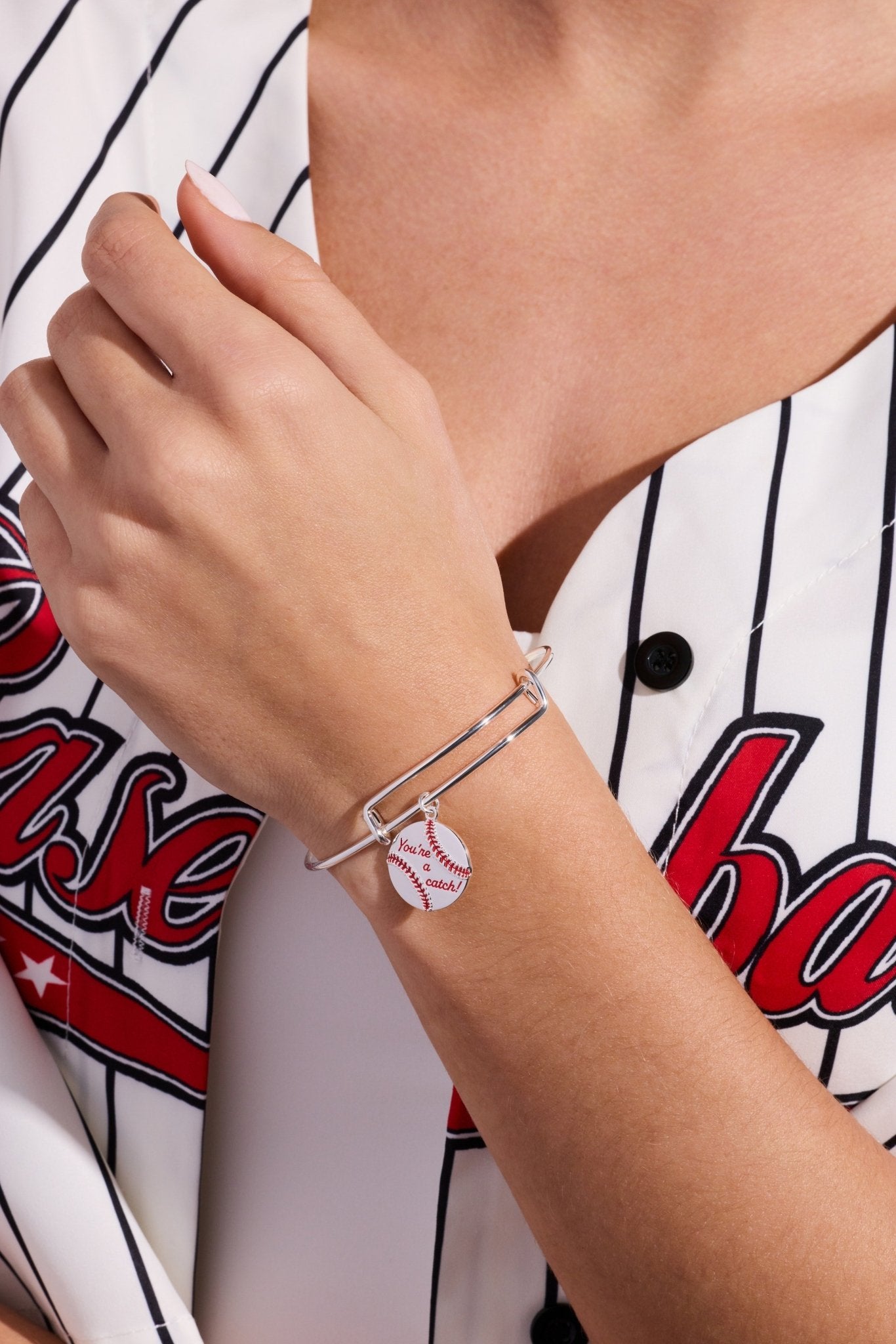 "You're A Catch" Baseball Charm Bangle by ALEX AND ANI at Shirley Shoppe