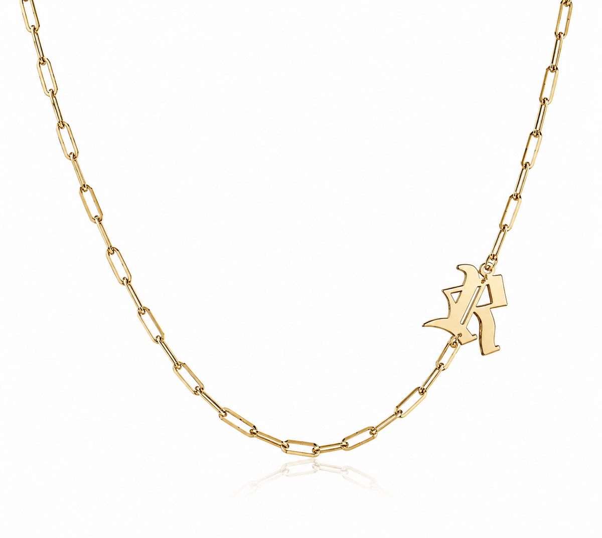 Noah Gothic Side Initial Paperclip Necklace