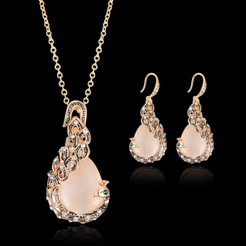 Women's Bridal Peacock Gem Opal For Jewelry Set