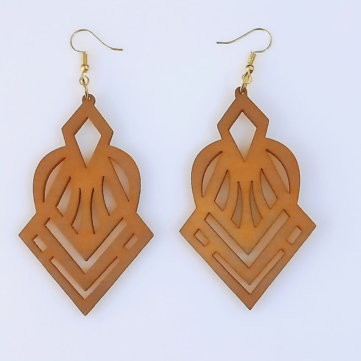 Geometric Rhombus Wooden Fashion Wood Eardrops Rings