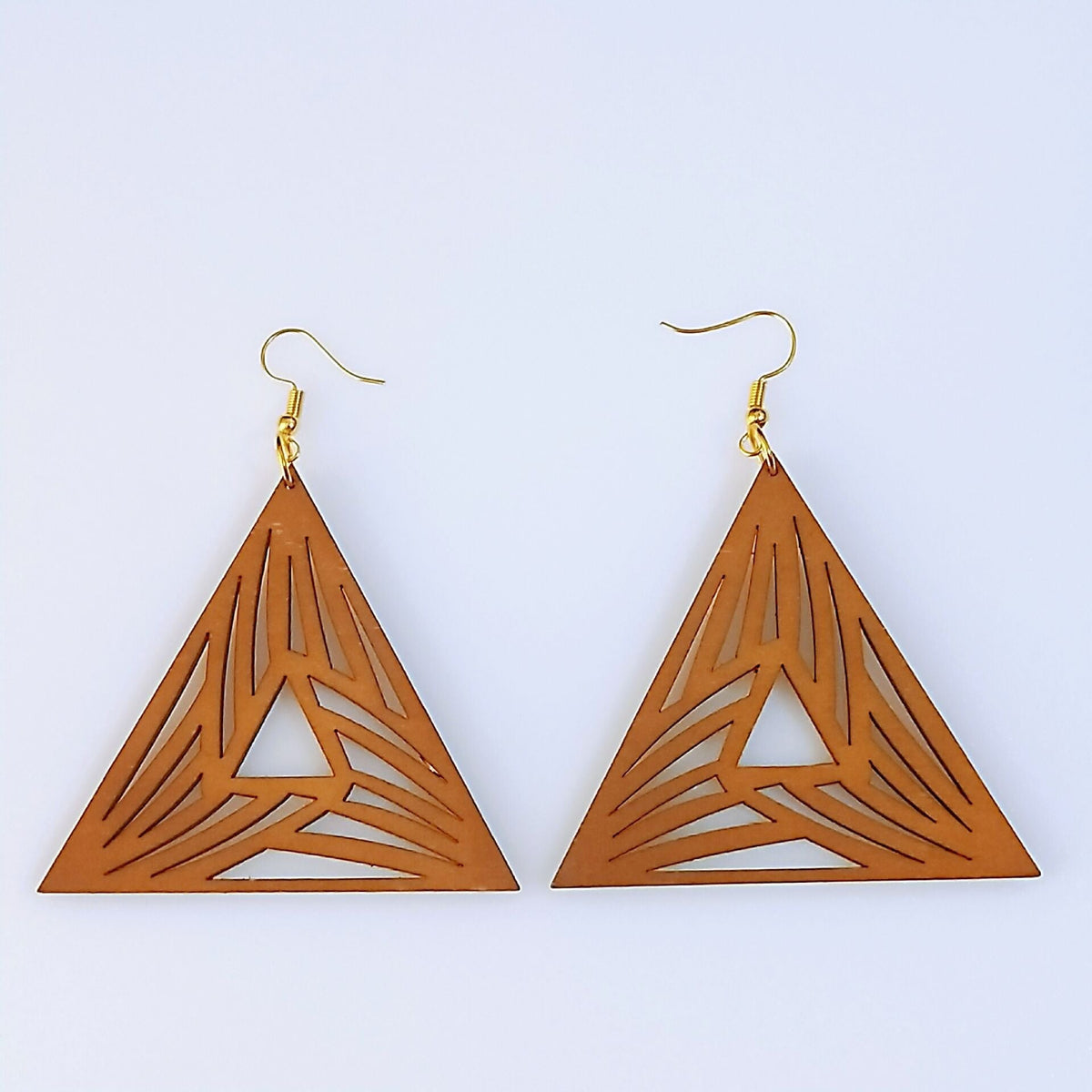 Geometric Rhombus Wooden Fashion Wood Eardrops Rings