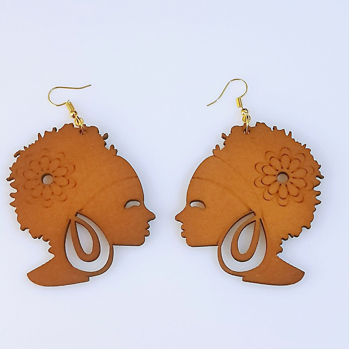 Geometric Rhombus Wooden Fashion Wood Eardrops Rings
