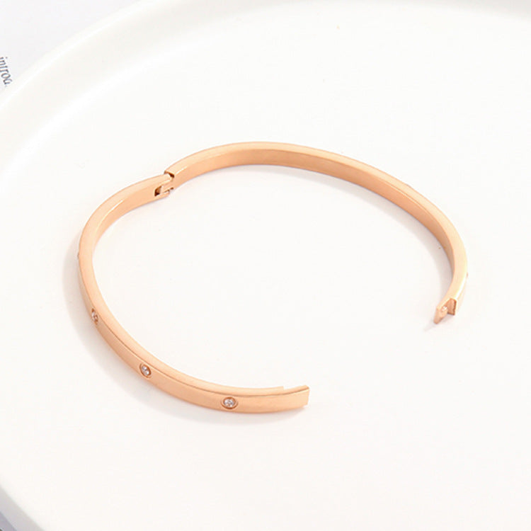 Fashionmonger Creative Style Stainless Steel Rose Gold Diamond Female Bracelets
