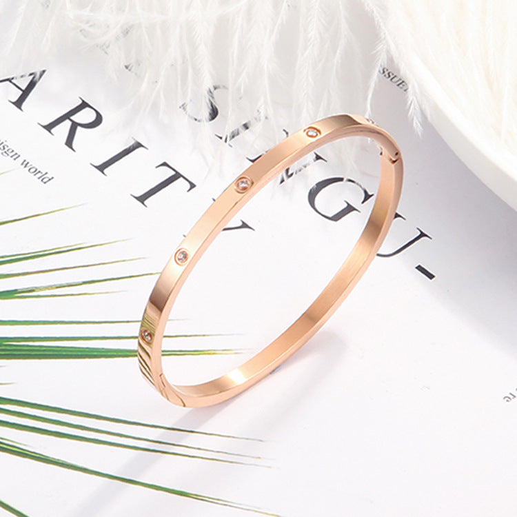 Fashionmonger Creative Style Stainless Steel Rose Gold Diamond Female Bracelets