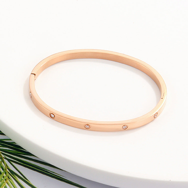 Fashionmonger Creative Style Stainless Steel Rose Gold Diamond Female Bracelets