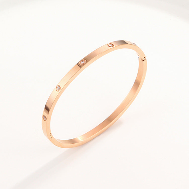 Fashionmonger Creative Style Stainless Steel Rose Gold Diamond Female Bracelets
