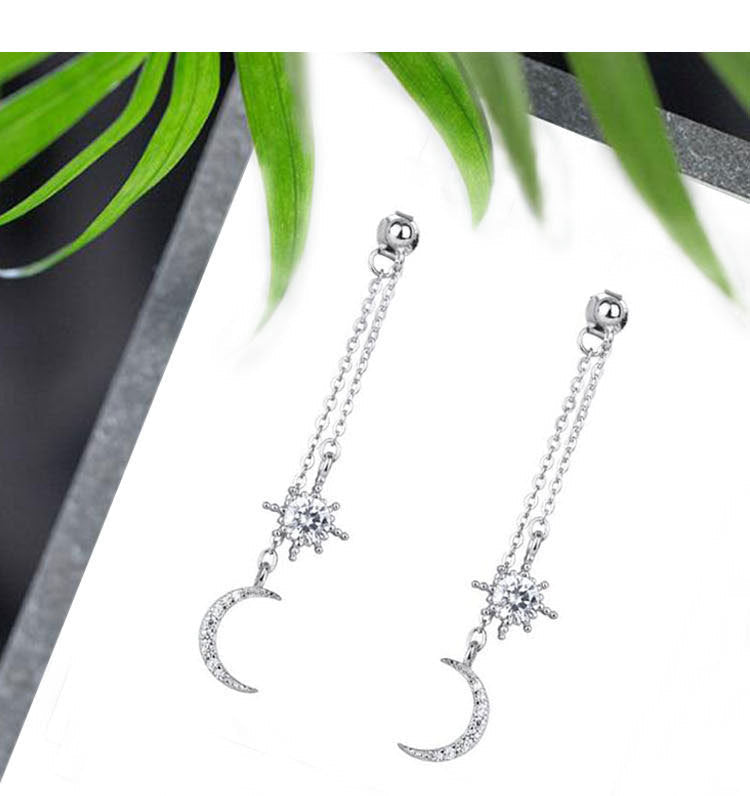 Women's Elegant Star Moon Rhinestone Long Light Rings