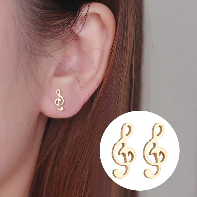 Fashion Note Ear Stainless Steel Girlfriends Music Earrings