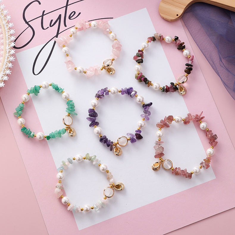 Women's Vacation Style Irregular Shell Pearl Handmade High Elastic Conch Bracelet