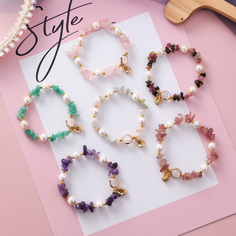 Women's Vacation Style Irregular Shell Pearl Handmade High Elastic Conch Bracelet