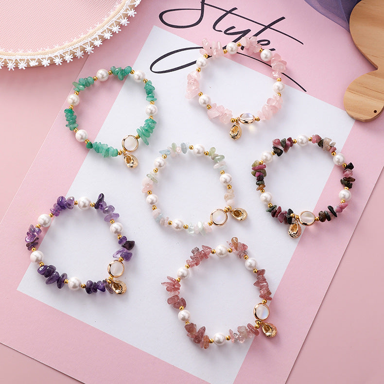 Women's Vacation Style Irregular Shell Pearl Handmade High Elastic Conch Bracelet