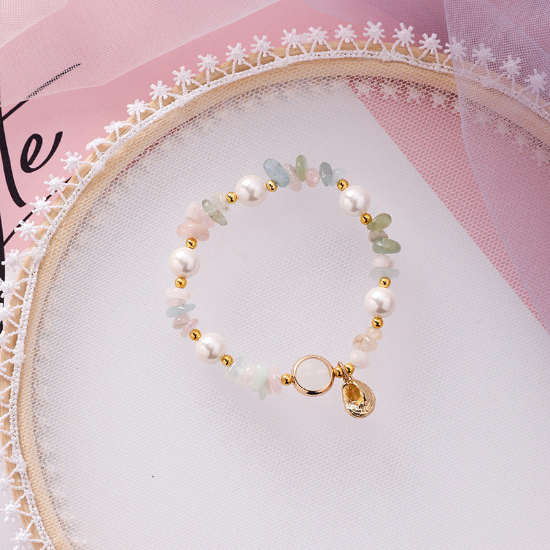 Women's Vacation Style Irregular Shell Pearl Handmade High Elastic Conch Bracelet