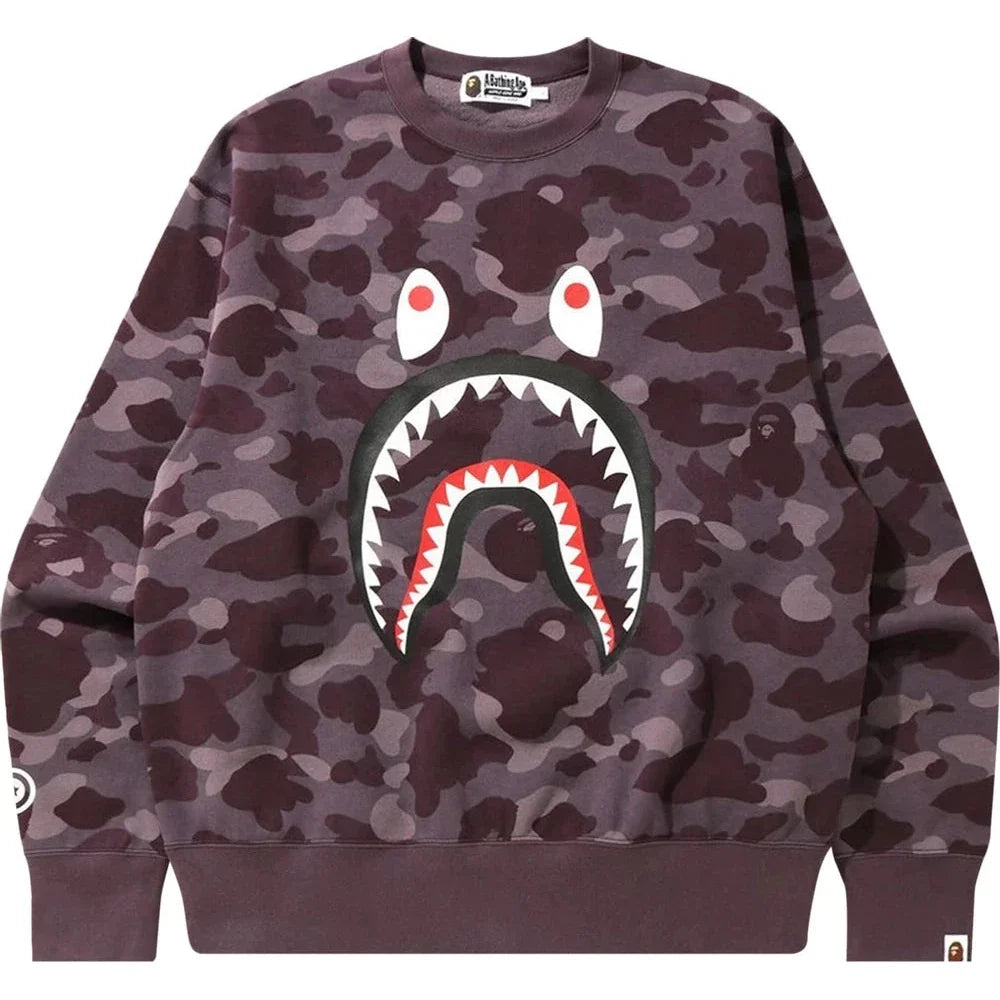 BAPE Color Camo Shark Relaxed Fit Crewneck 'Burgundy'