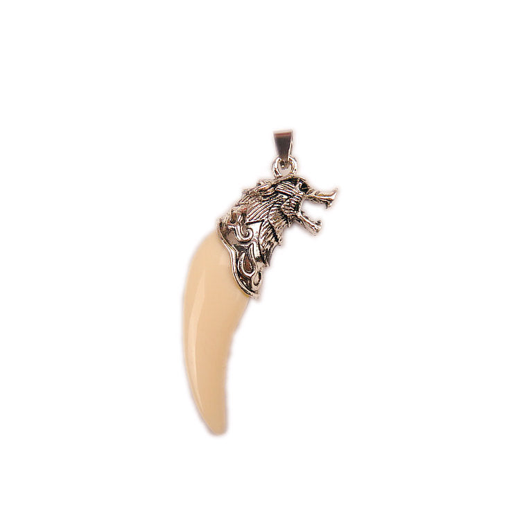 Men's Retro Tibetan Sier Simulation Dog Teeth Pendant