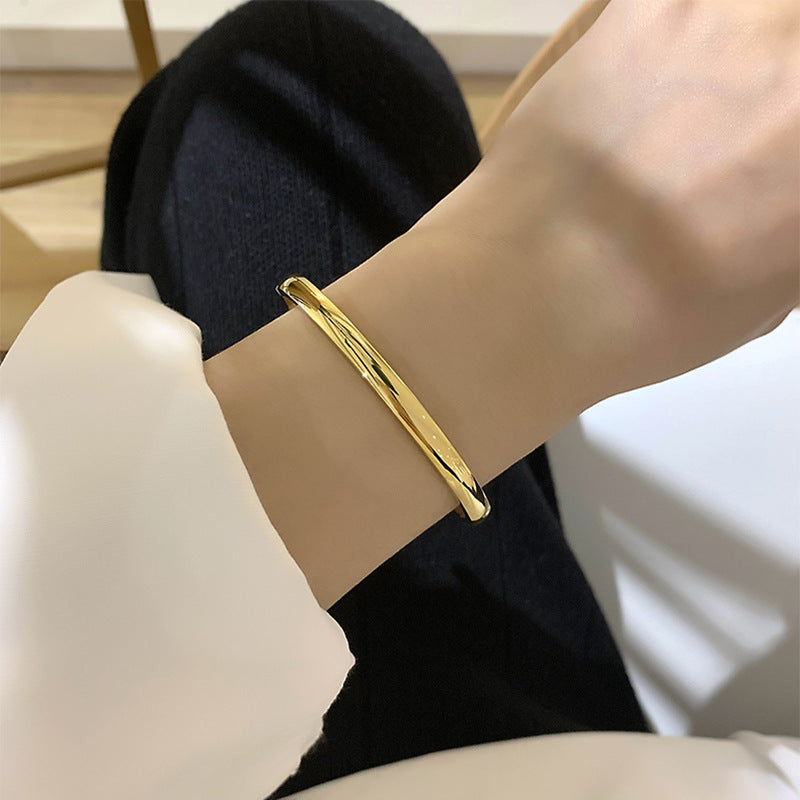 Women's Version Simple Stylish Personality Basic Glossy Titanium Steel Bracelet