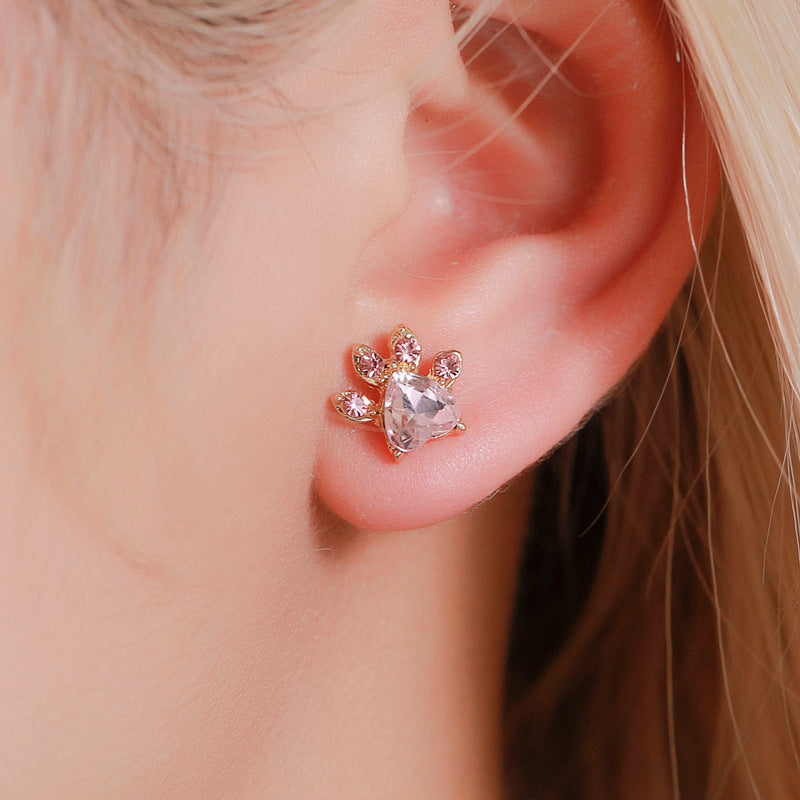 Women's Cute Cartoon Cat's Paw Ear Cat Jewelry Set