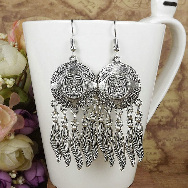 Women's Tibetan Sier Miao Eardrops Classical Ethnic Style Earrings