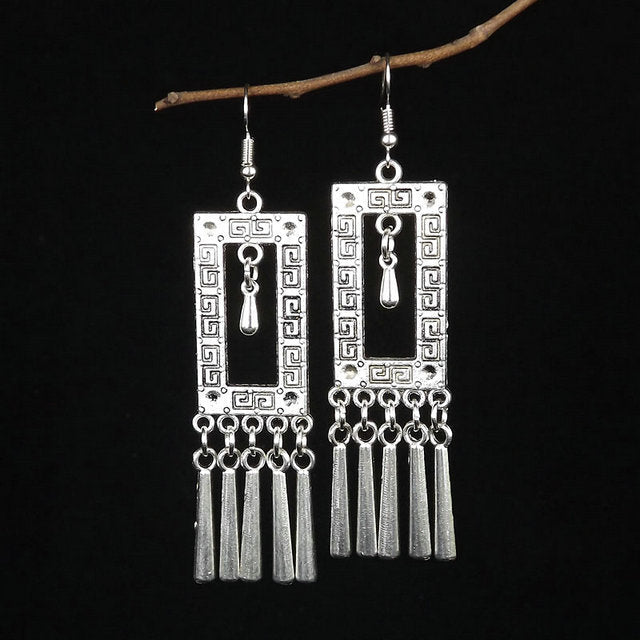 Women's Tibetan Sier Miao Eardrops Classical Ethnic Style Earrings