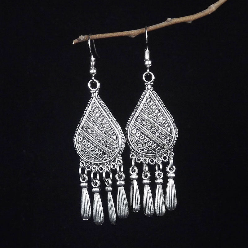 Women's Tibetan Sier Miao Eardrops Classical Ethnic Style Earrings