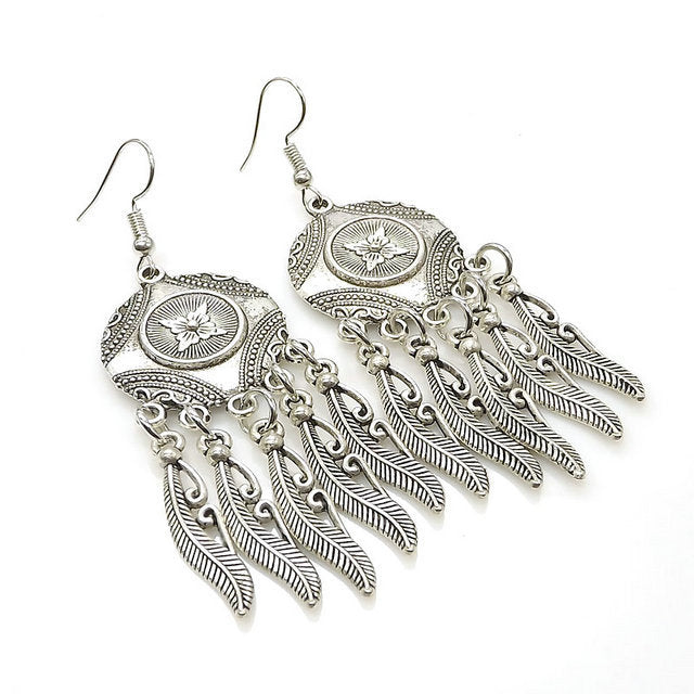 Women's Tibetan Sier Miao Eardrops Classical Ethnic Style Earrings