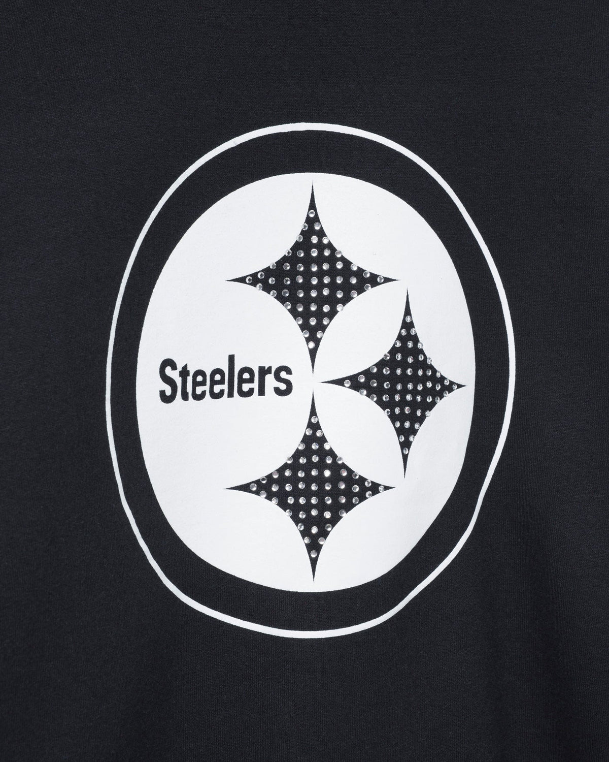 Steelers Bling Crop Fleece rhinestone logo detail