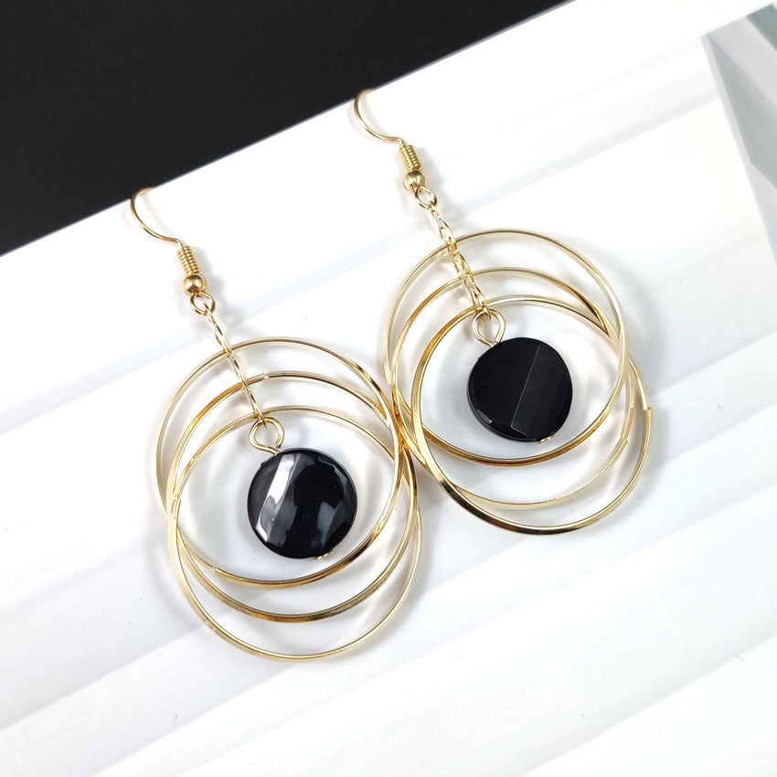 Women's Circle Trendy Exaggerated Personalized Long Simple Graceful Tassel Big Earrings