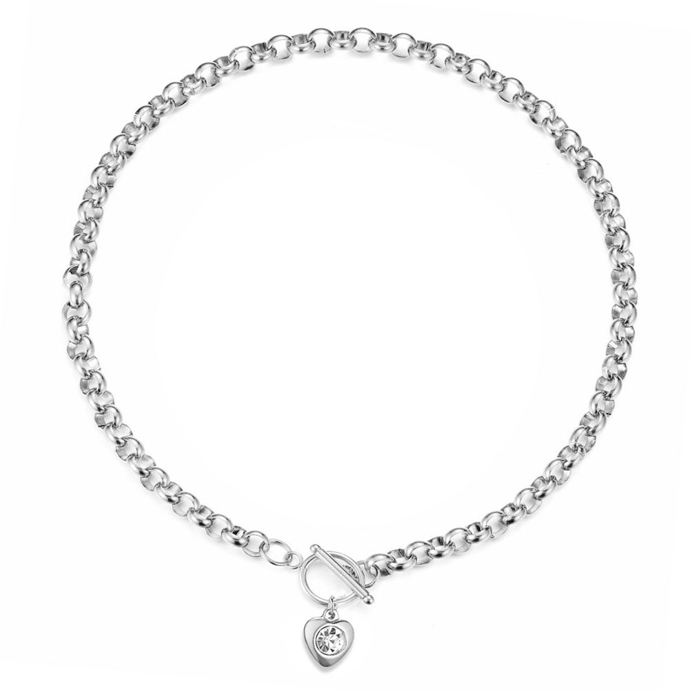 Women's Stainless Steel Keel Chain Crystal Heart Bracelets