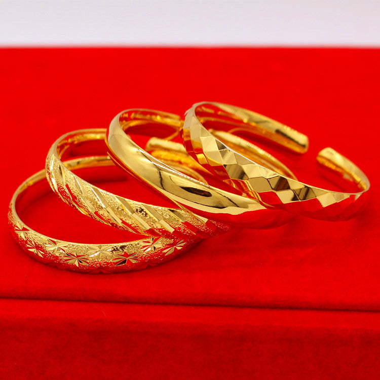 Women's Placer Gold Open Thickened Starry Glossy Gold-plated Wedding Bracelet